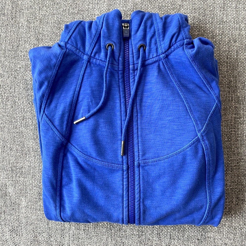 ATHLETA blue slub strength hoodie